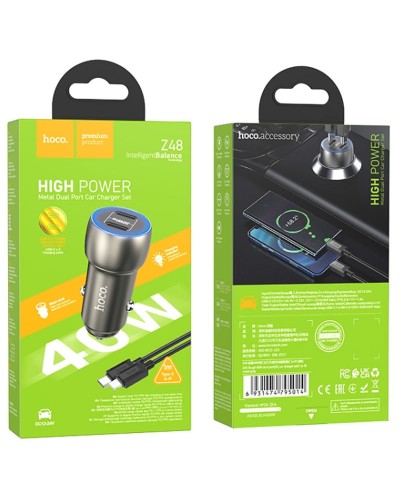 Купити АЗП Hoco Z48 Tough 40W (2USB-C) + кабель Type-C to Lightning