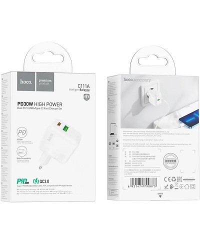 Купити МЗП Hoco C111A PD 30W+QC3.0 (1USB-A/1C)