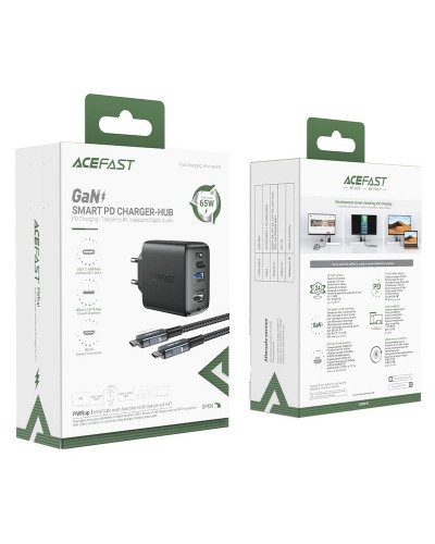 Купити МЗП Acefast A17 PD65W GaN (1USB-A/1C/1HDMI) + кабель Type-C to Type-C