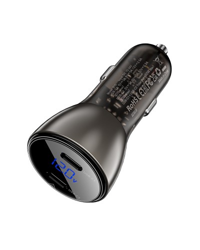 Купити АЗП Acefast B10 metal car charger with digital display 60W (1USB-A/1C)