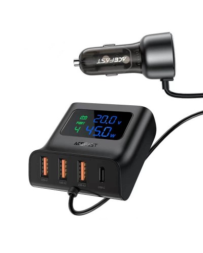 Купити АЗП Acefast B11 Car Charger Splitter with Digital Display 138W (4USB-A/2C)