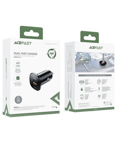 Купити АЗП Acefast B1 mini dual-port metal car charger 38W (1USB-A/1C)