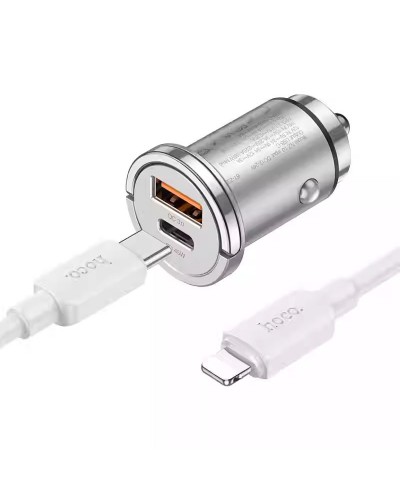 Купити АЗП Hoco NZ10 Handy PD45W+QC3.0 (1USB-A/1C) + кабель Type-C to Lightning