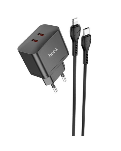 Купить СЗУ Hoco N29 PD35W (2USB-C) + кабель Type-C to Lightning