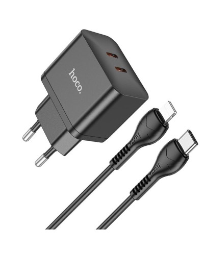 Купить СЗУ Hoco N29 PD35W (2USB-C) + кабель Type-C to Lightning
