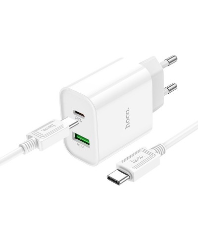Купити МЗП Hoco C80A Plus Rapido PD20W+QC3.0 (1USB-A/1C) + кабель Type-C to Type-C