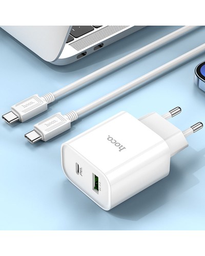 Купити МЗП Hoco C80A Plus Rapido PD20W+QC3.0 (1USB-A/1C) + кабель Type-C to Type-C