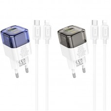 МЗП Hoco C131A Platium PD30W+QC3.0 (1USB-A/1C) + кабель Type-C to Lightning