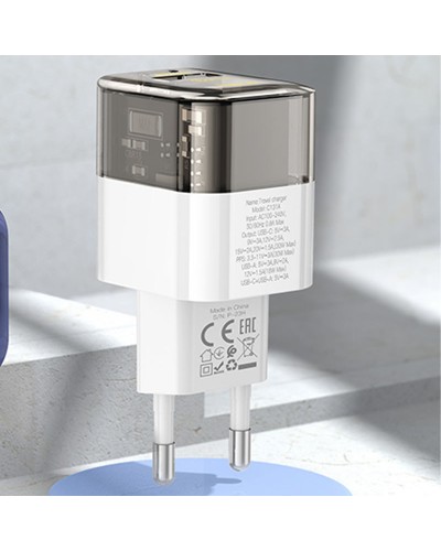 Купити МЗП Hoco C131A Platium PD30W+QC3.0 (1USB-A/1C) + кабель Type-C to Lightning