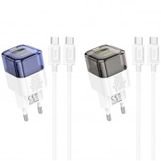 МЗП Hoco C131A Platium PD30W+QC3.0 (1USB-A/1C) + кабель Type-C to Type-C