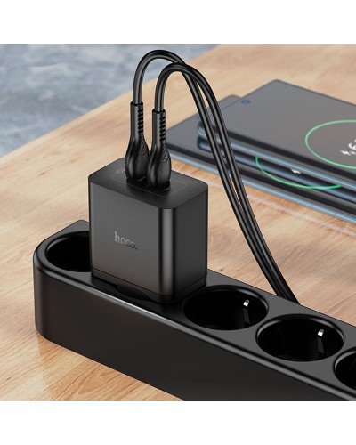 Купити МЗП Hoco N35 Streamer PD45W (2USB-C) + кабель Type-C to Type-C