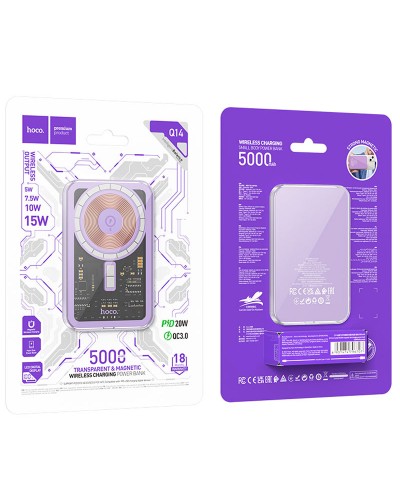Купити Портативний ЗП Power Bank Hoco Q14 Ice Crystal PD20W з БЗП 5000 mAh