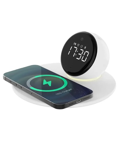 Купити БЗП WIWU Wi-W017 15W Wireless Charger+Digital Alarm+Bluetooth Speaker