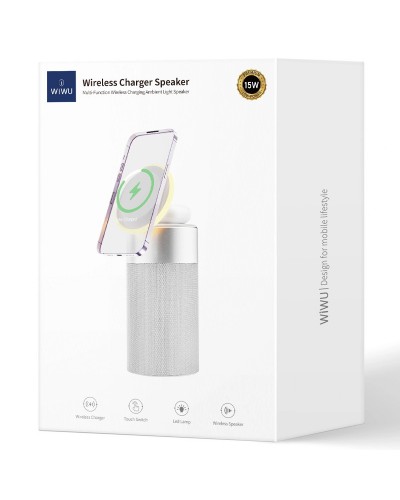 Купити БЗП WIWU Wi-W022 3 in 1 Wireless Charger+Bluetooth Speaker