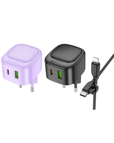 Купити МЗП Borofone BAS22A Fortune PD20W+QC3.0 (1USB-A/1C) + кабель Type-C to Lightning