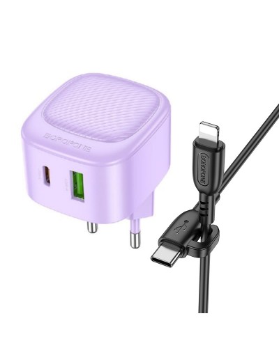 Купити МЗП Borofone BAS22A Fortune PD20W+QC3.0 (1USB-A/1C) + кабель Type-C to Lightning