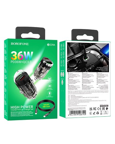 Купити АЗП Borofone BZ29A Talented PD36W+QC3.0 (1USB-A/1C) + кабель Type-C to Lightning