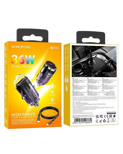 Купити АЗП Borofone BZ29B Outstanding PD36W (2USB-C) + кабель Type-C to Type-C