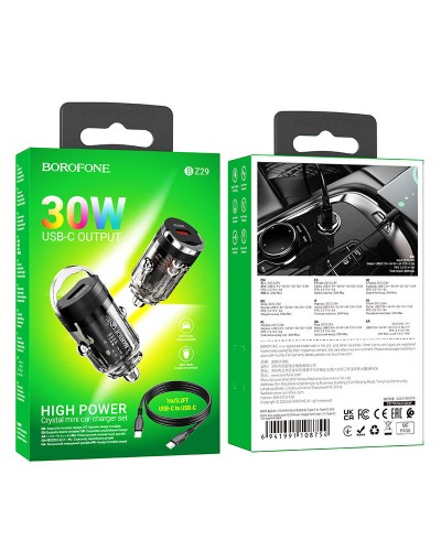 Купити АЗП Borofone BZ29 Ray PD30W (1USB-C) + кабель Type-C to Type-C