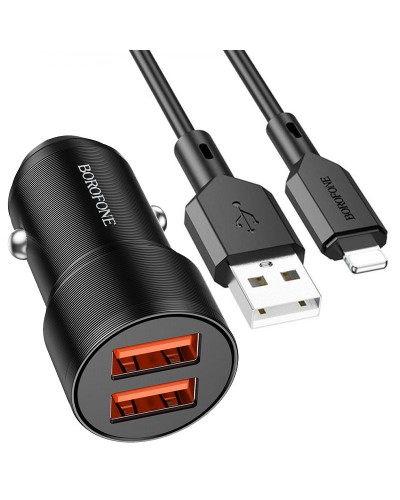 Купити АЗП Borofone BZ19 Wishdom (2USB-A) + кабель USB to Lightning