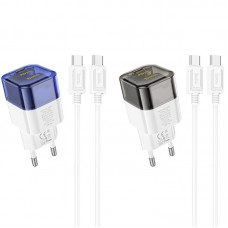 МЗП Hoco C125A Transparent PD20W (1USB-C) + кабель Type-C to Type-C