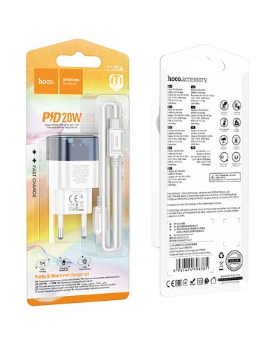 Купити МЗП Hoco C125A Transparent PD20W (1USB-C) + кабель Type-C to Type-C