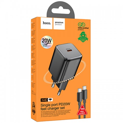 Купить СЗУ Hoco N40 Mighty PD20W (1USB-C) + кабель Type-C to Type-C