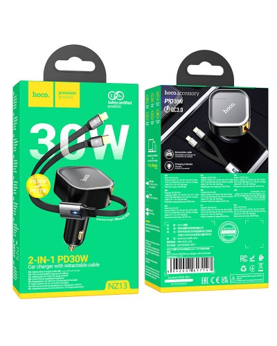 Купить АЗУ Hoco NZ13 Clever PD30W + выдвижные кабеля Type-C and Lightning