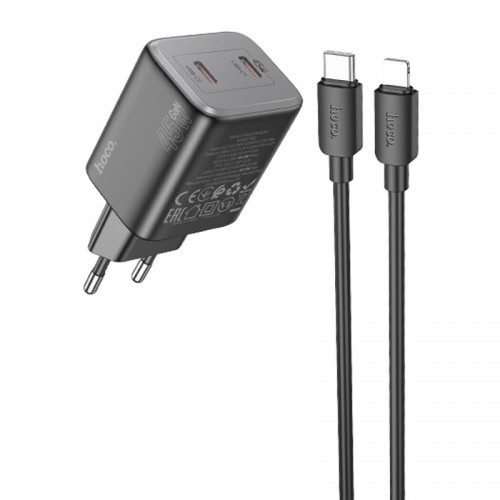 Купить СЗУ Hoco N42 Elogiado PD45W (2USB-C) + кабель Type-C to Lightning Купить СЗУ Hoco N42 Elogiado PD45W (2USB-C) + кабель Type-C to Lightning
