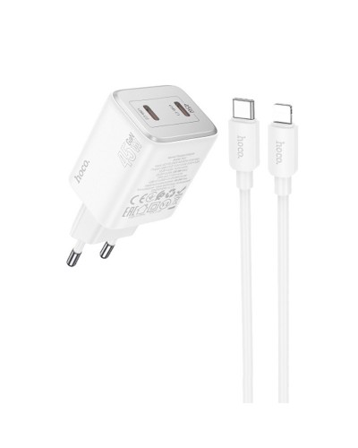 Купити МЗП Hoco N42 Elogiado PD45W (2USB-C) + кабель Type-C to Lightning