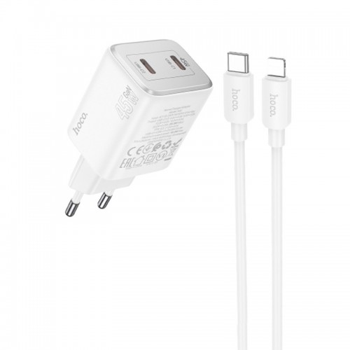 Купить СЗУ Hoco N42 Elogiado PD45W (2USB-C) + кабель Type-C to Lightning Купить СЗУ Hoco N42 Elogiado PD45W (2USB-C) + кабель Type-C to Lightning