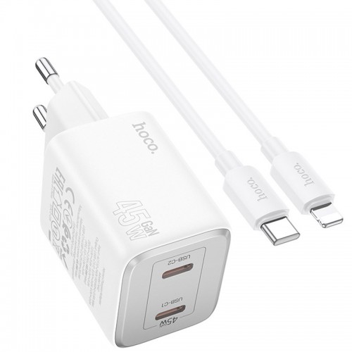 Купить СЗУ Hoco N42 Elogiado PD45W (2USB-C) + кабель Type-C to Lightning Купить СЗУ Hoco N42 Elogiado PD45W (2USB-C) + кабель Type-C to Lightning