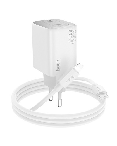 Купити МЗП Hoco N42 Elogiado PD45W (2USB-C) + кабель Type-C to Lightning