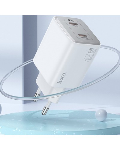 Купити МЗП Hoco N42 Elogiado PD45W (2USB-C) + кабель Type-C to Lightning