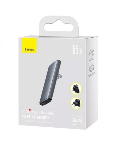 Купити МЗП Baseus GaN5 Pro Ultra-Slim QC 3.0+PD 65W (1USB-A/1C) + кабель Type-C to Type-C (CCGP15011)