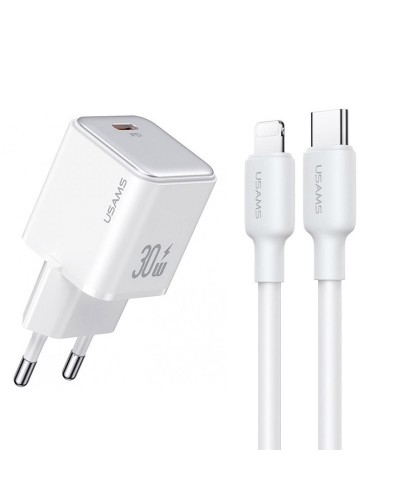 Купити МЗП Usams US-CC186 PD30W (1USB-C) + кабель Type-C to Lightning