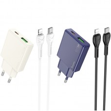 МЗП Hoco N45 Biscuit PD30W+QC3.0 (1USB-A/1C) + кабель Type-C to Lightning