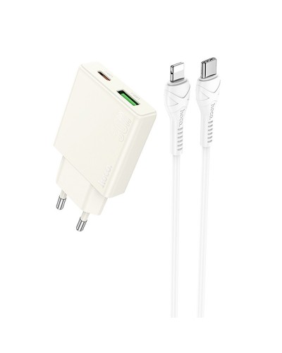 Купити МЗП Hoco N45 Biscuit PD30W+QC3.0 (1USB-A/1C) + кабель Type-C to Lightning