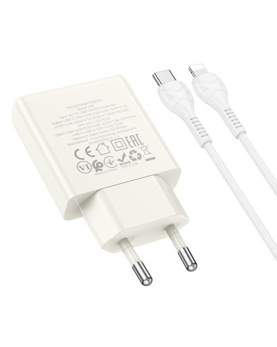 Купити МЗП Hoco N45 Biscuit PD30W+QC3.0 (1USB-A/1C) + кабель Type-C to Lightning