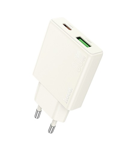 Купити МЗП Hoco N45 Biscuit PD30W+QC3.0 (1USB-A/1C) + кабель Type-C to Lightning