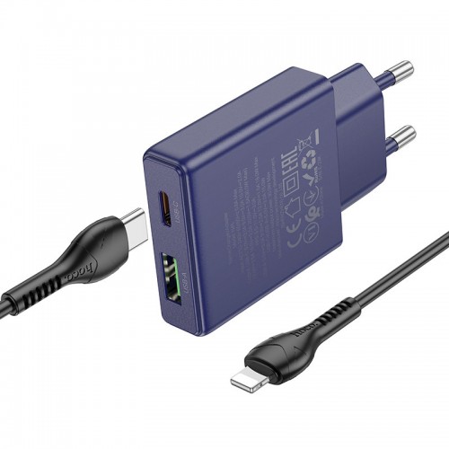 Купить СЗУ Hoco N45 Biscuit PD30W+QC3.0 (1USB-A/1C) + кабель Type-C to Lightning Купить СЗУ Hoco N45 Biscuit PD30W+QC3.0 (1USB-A/1C) + кабель Type-C to Lightning