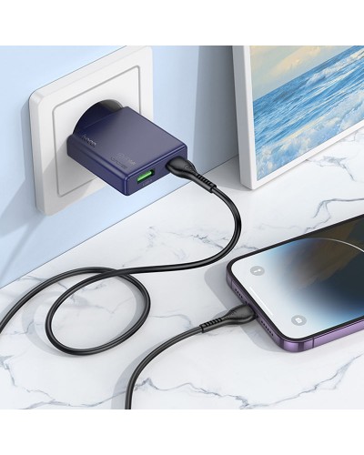 Купити МЗП Hoco N45 Biscuit PD30W+QC3.0 (1USB-A/1C) + кабель Type-C to Lightning