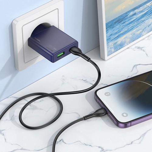 Купить СЗУ Hoco N45 Biscuit PD30W+QC3.0 (1USB-A/1C) + кабель Type-C to Lightning Купить СЗУ Hoco N45 Biscuit PD30W+QC3.0 (1USB-A/1C) + кабель Type-C to Lightning
