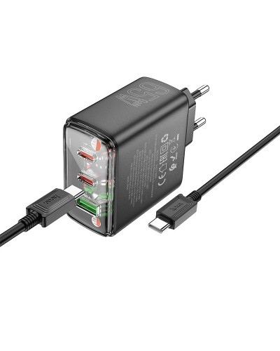 Купити МЗП Hoco CS44A Smart PD65W (1USB-A/2С) + кабель Type-C to Type-C