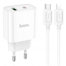 МЗП Hoco C80A Plus Rapido PD20W+QC3.0 (1USB-A/1C) + кабель Type-C to Lightning