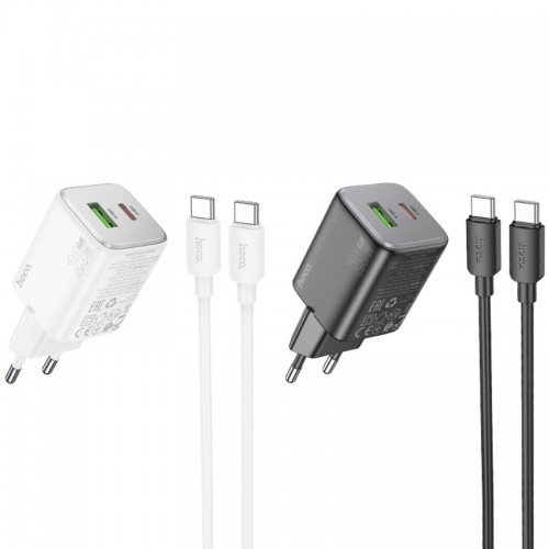 Купить СЗУ Hoco N41 Almighty PD20W+QC3.0 (1USB-A/1C) + кабель Type-C to Type-C Купить СЗУ Hoco N41 Almighty PD20W+QC3.0 (1USB-A/1C) + кабель Type-C to Type-C