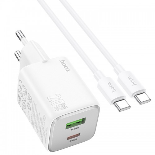 Купить СЗУ Hoco N41 Almighty PD20W+QC3.0 (1USB-A/1C) + кабель Type-C to Type-C Купить СЗУ Hoco N41 Almighty PD20W+QC3.0 (1USB-A/1C) + кабель Type-C to Type-C