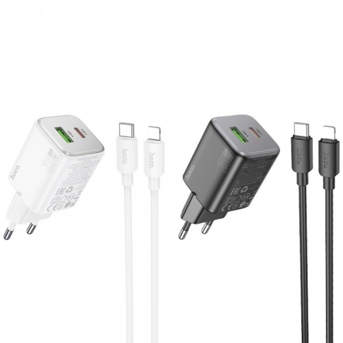Купить СЗУ Hoco N41 Almighty PD20W+QC3.0 (1USB-A/1C) + кабель Type-C to Lightning Купить СЗУ Hoco N41 Almighty PD20W+QC3.0 (1USB-A/1C) + кабель Type-C to Lightning