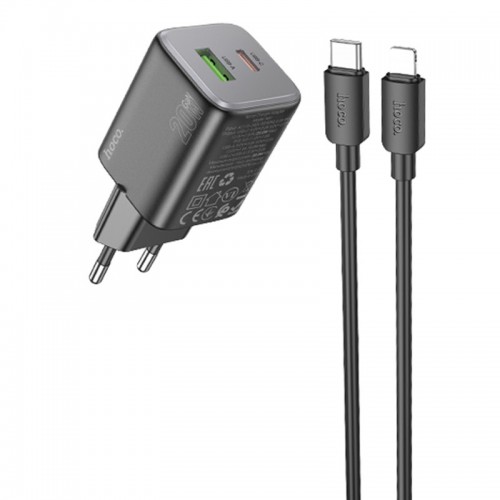Купить СЗУ Hoco N41 Almighty PD20W+QC3.0 (1USB-A/1C) + кабель Type-C to Lightning Купить СЗУ Hoco N41 Almighty PD20W+QC3.0 (1USB-A/1C) + кабель Type-C to Lightning