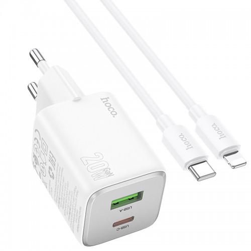 Купить СЗУ Hoco N41 Almighty PD20W+QC3.0 (1USB-A/1C) + кабель Type-C to Lightning Купить СЗУ Hoco N41 Almighty PD20W+QC3.0 (1USB-A/1C) + кабель Type-C to Lightning